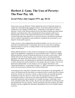Herbert J Gans The Uses of Poverty