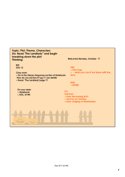 1 Topic: Plot, Theme, Characters Do: Read "The Landlady" and