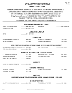 LAKE ALMANOR COUNTRY CLUB SERVICE DIRECTORY