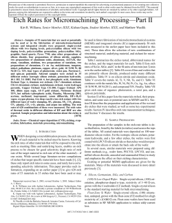 Etch rates for micromachining processing