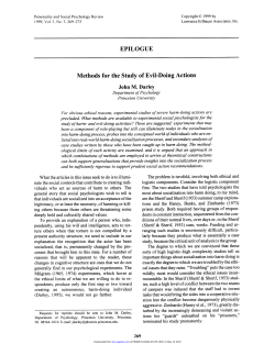 EPILOGUE Methods for the Study of Evil-Doing Actions