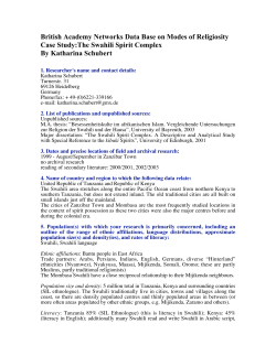 British Academy Networks Data Base on Modes of Religiosity Case