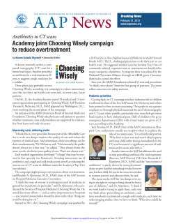 Antibiotics to CT scans Academy joins Choosing Wisely campaign to