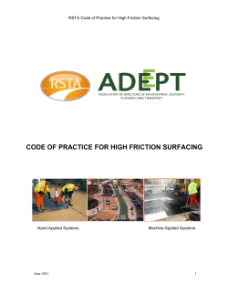 Code of Practice for High Friction Surfacing