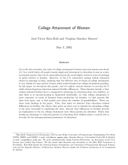 College Attainment of Women - Penn Arts and Sciences