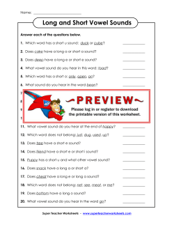 Long and Short Vowel Sounds