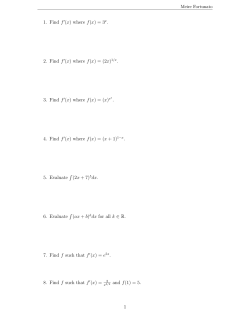 1. Find f/(x) where f(x)=3 2. Find f/(x) where f(x) = (2x