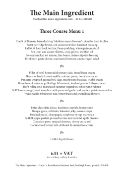 the menu - The Main Ingredient