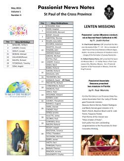 Provincial Newsletter, May 2015, Volume 1