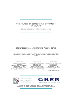 The sources of comparative advantage in tourism Stellenbosch