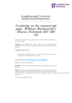 Creativity on the manuscript page: William Wordsworth`s Diaries