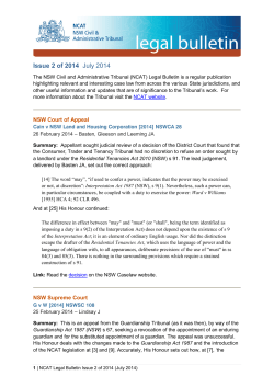 NCAT Legal Bulletin