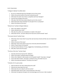 Unit 4: Study Guide &ldquo;A Wagner`s Matinee&rdquo; by Willa