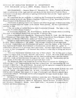 California trip (press release), January 27-29, 1962