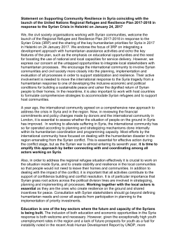 Statement on Supporting Community Resilience in Syria coinciding