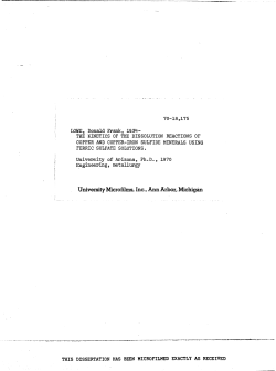 THE KINETICS OF THE DISSOLUTION REACTIONS OF COPPER
