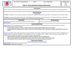 Topic 13 – Write and Interpret Numerical Expressions