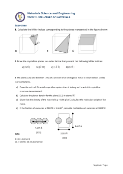 Materials Science and Engineering 1. Calculate the Miller Indices