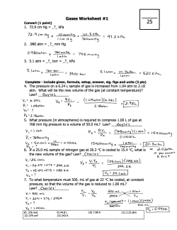 Gases Worksheet #1