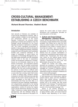 cross-cultural management: establishing a czech benchmark