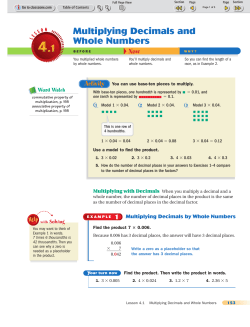 Multiplying Decimals and Whole Numbers
