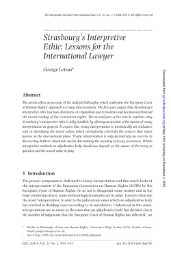 Strasbourg`s Interpretive Ethic: Lessons for the International