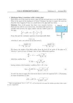 763654S HYDRODYNAMICS 1. Discharge from a
