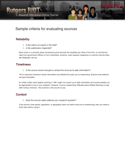 Sample criteria for evaluating sources