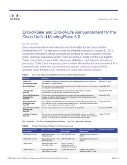 End-of-Sale and End-of-Life Announcement for the Cisco Unified