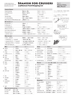 Spanish for Cruisers Mexican Food Shopping List
