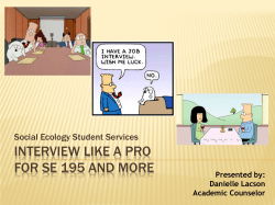 Field Study Interview Tips - Social Ecology Student Services