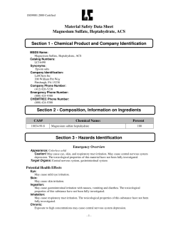 Material Safety Data Sheet Magnesium Sulfate