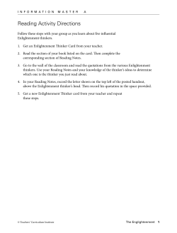Reading Activity Directions