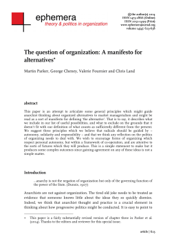 The question of organization: A manifesto for alternatives&lowast;