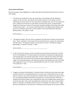 Literary Devices Worksheet Read each passage