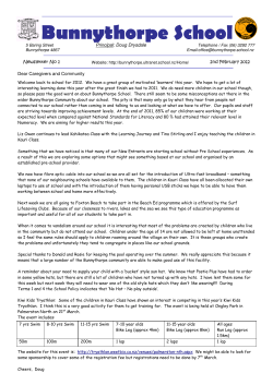 Newsletter No 1 - Bunnythorpe School