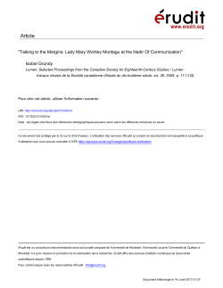 "Talking to the Margins: Lady Mary Wortley Montagu at the Nadir Of