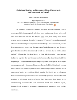 Christians, Muslims and the Name of God