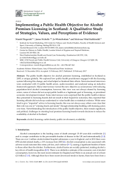 Implementing a Public Health Objective for Alcohol Premises