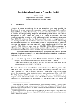 Bare infinitival complements in Present-Day English