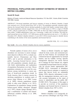 provincial population and harvest estimates of moose in