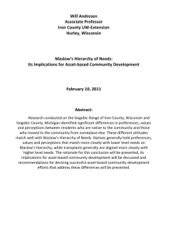 Maslow`s Hierarchy of Needs - Community, Natural Resource and