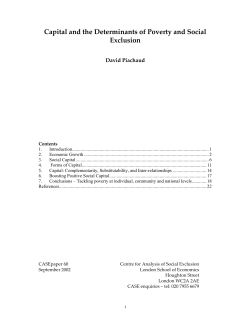 Capital and the Determinants of Poverty and Social Exclusion
