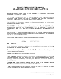shareholders direction and unanimous shareholder declaration