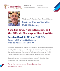Canadian Jews, Multiculturalism, and the Difficult Challenge of Dual