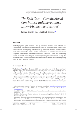 The Kadi Case – Constitutional Core Values and International Law