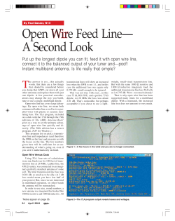 Open Wire Feed Line&mdash; A Second Look