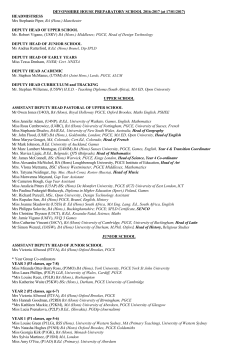 Staff List with Qualifications - Devonshire House Preparatory School