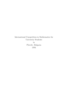 Problems and Solutions - International Mathematics Competition for