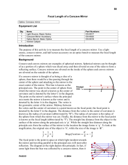 58 Focal Length of a Concave Mirror Equipment List Introduction